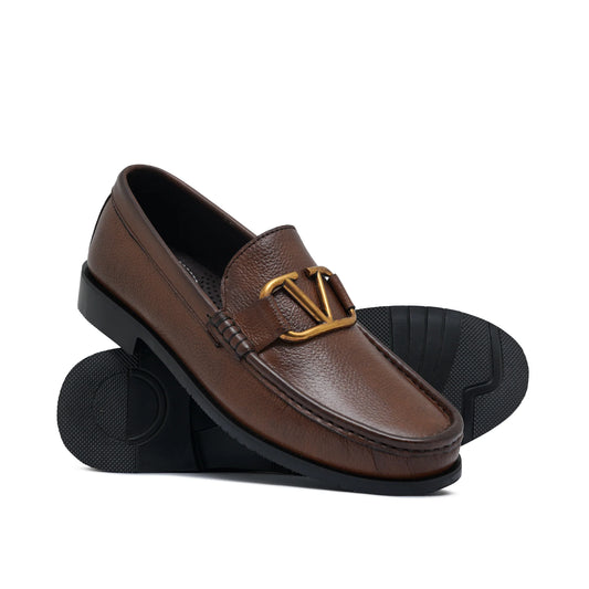 Brown Mild V Buckle Shoe Dun B C