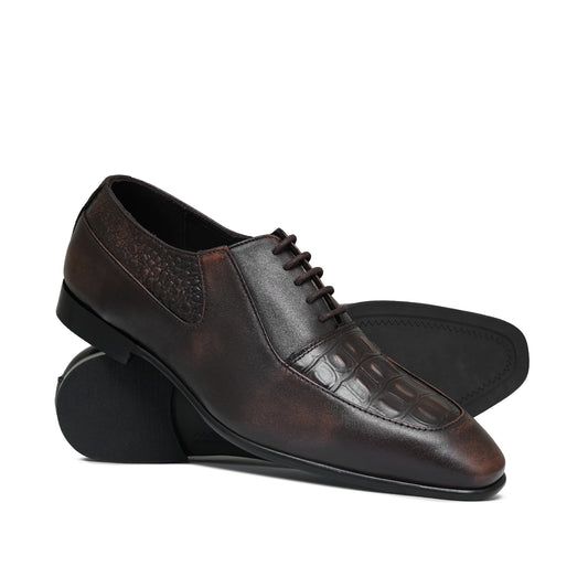 Brown Croc Lace Shoe ES C D C