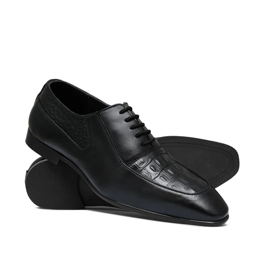 Black Croc Lace Shoe D G C