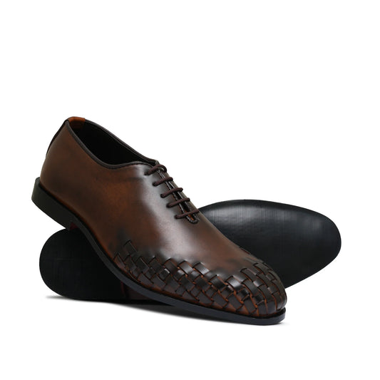 Brown Woven Oxford Shoe Manch N C