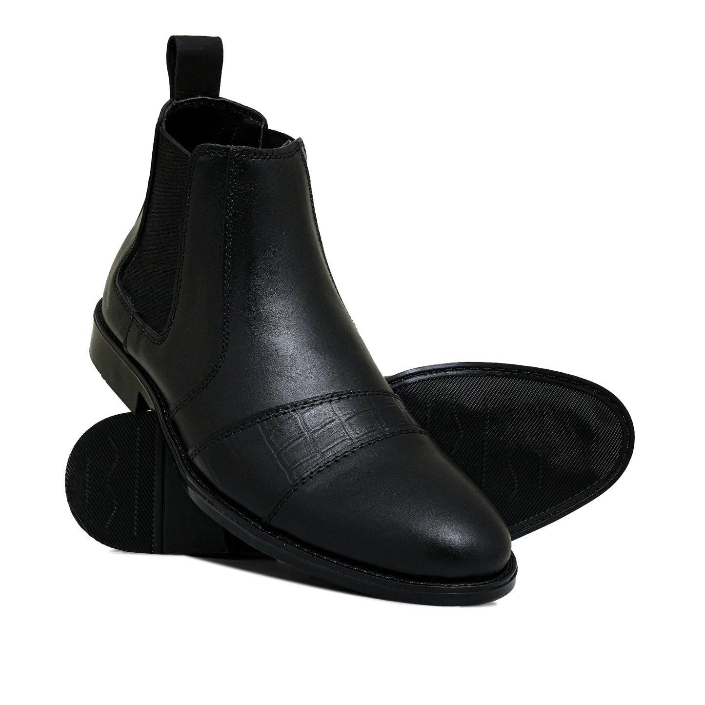 Black Elegant Leather Chelsea Boots 50g