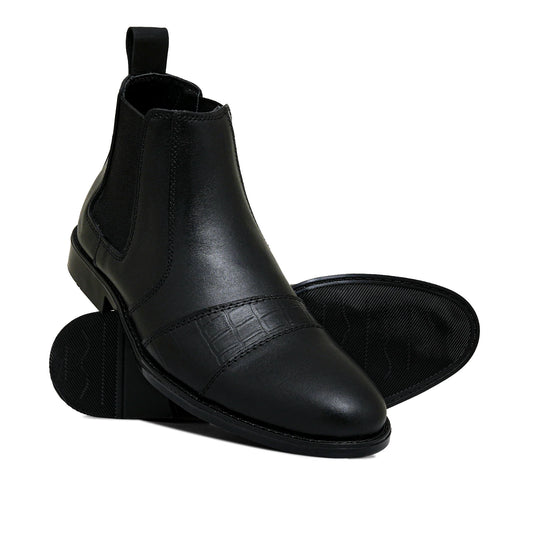 Black Elegant Leather Chelsea Boots 50g